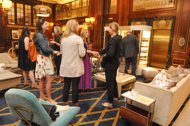 The Blackstone Hotel lobby with Timothy's Hutch in the background