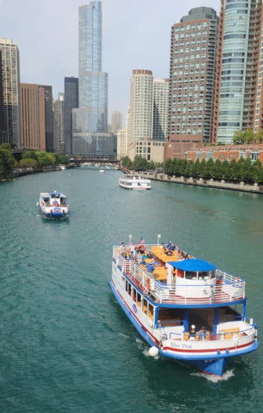 Architectural boat tour on Chicago River