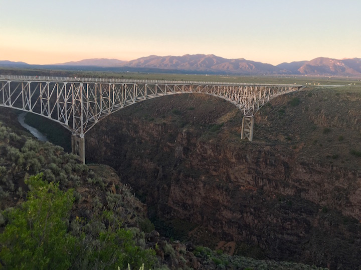 The Rio Grande Gorge Bridge at sunset