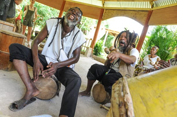 First Man, left, and Izi told stories of survival, triumph and healing through musical rhythms