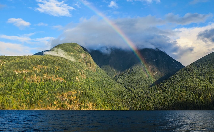 Rainbow over one of Vancouver Island's stunning landscapes