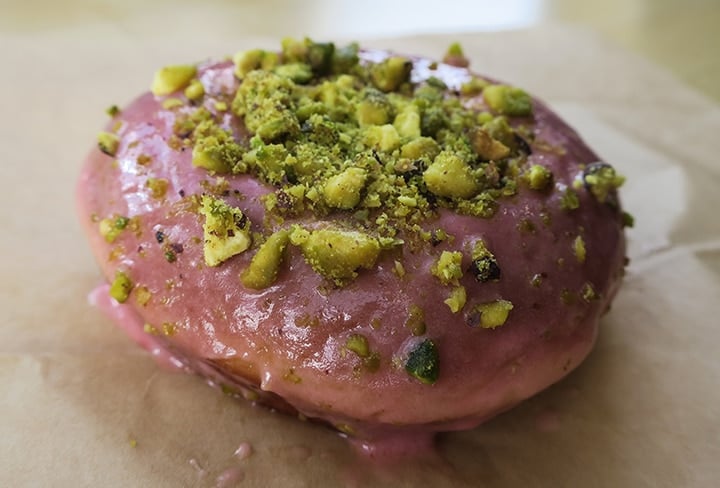 Strawberry pistachio donut at Blue Star Donuts