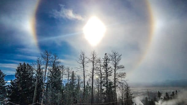 A sun dog as seen from the slopes of Jackson Hole