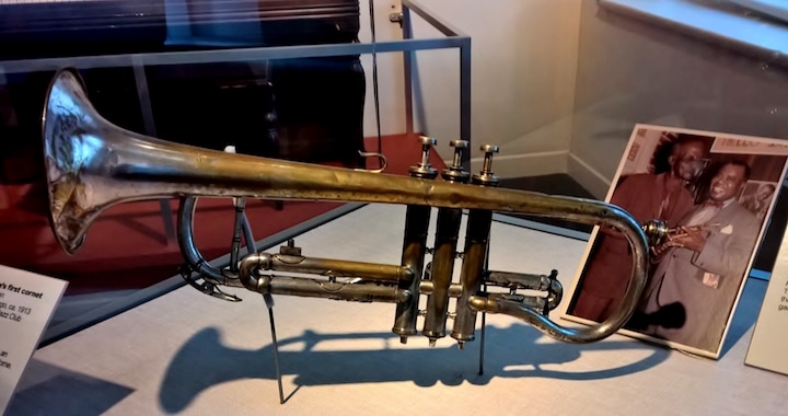 Louis Armstrong's first cornet at the Jazz Museum (Credit: Bill Rockwell)