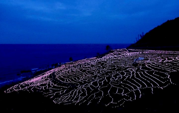 Shiroyone Senmaida lit up by more than 20,000 LED lights