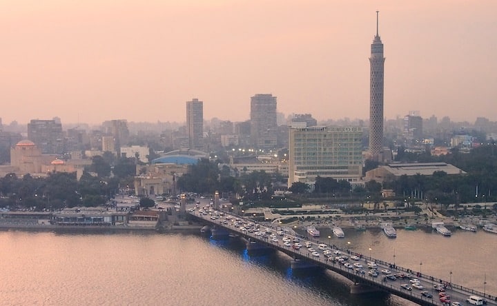 Cairo, including Cairo Tower, as seen from the InterContinental Semiramis Cairo