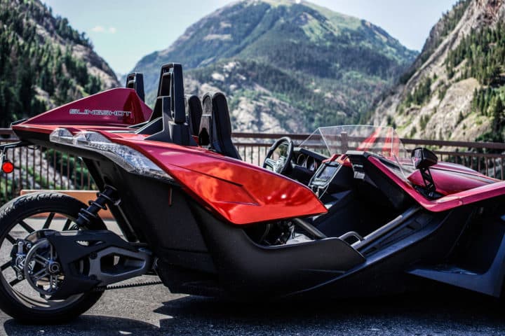 The Slingshot taking a break at an overlook on the Million Dollar Highway between Silverton and Ouray