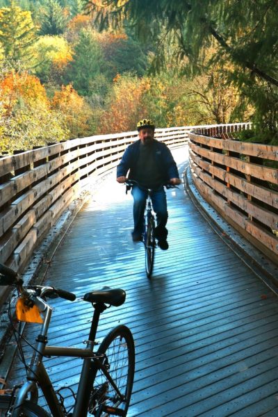 Riding the trestle along the Banks-Vernonia State Trail (Credit: Bill Rockwell)