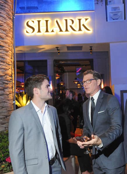 Bobby Flay outside his new restaurant, Shark, during grand opening party