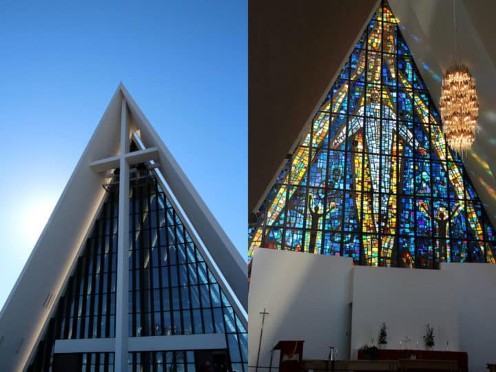 Tromso's Arctic Cathedral, from the outside and inside