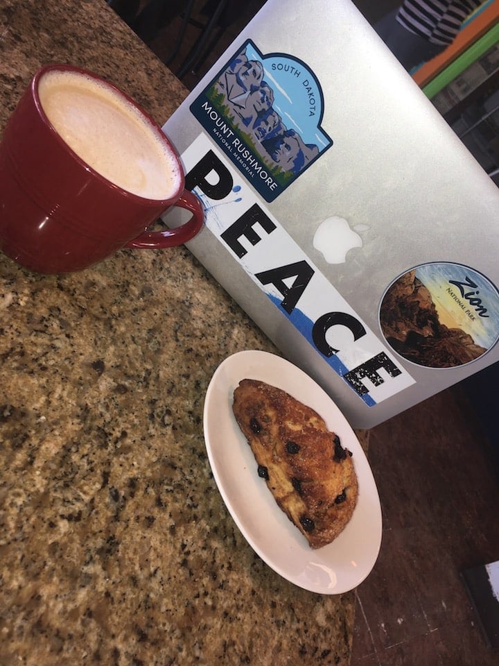 I wrote a blog post in Jakey Leigh's while having a vanilla latte and a heated blueberry scone