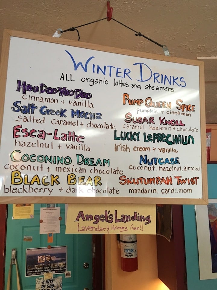 Willow Canyon Outdoors winter drink menu