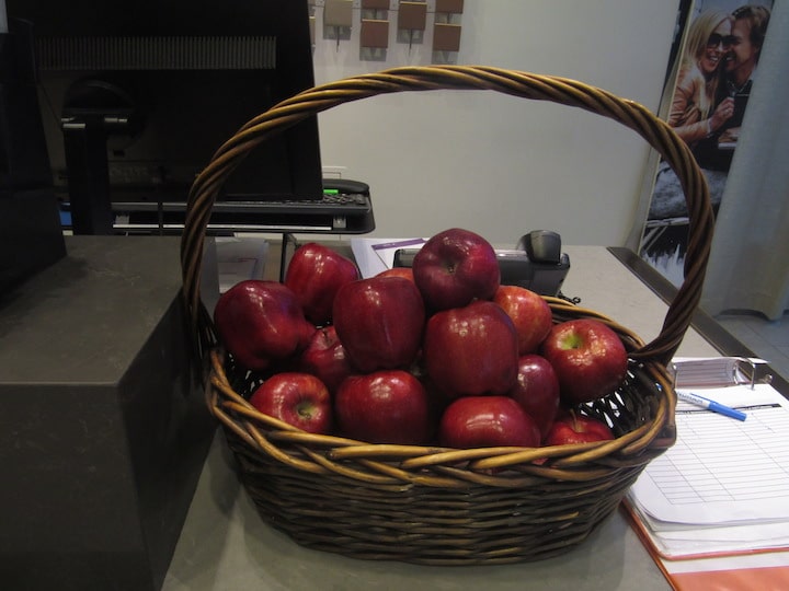 Apples in the reception area