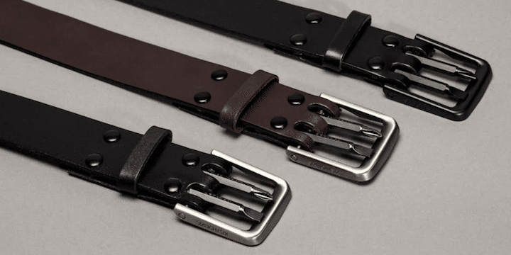 This belt has a screwdriver head and more tools built into it