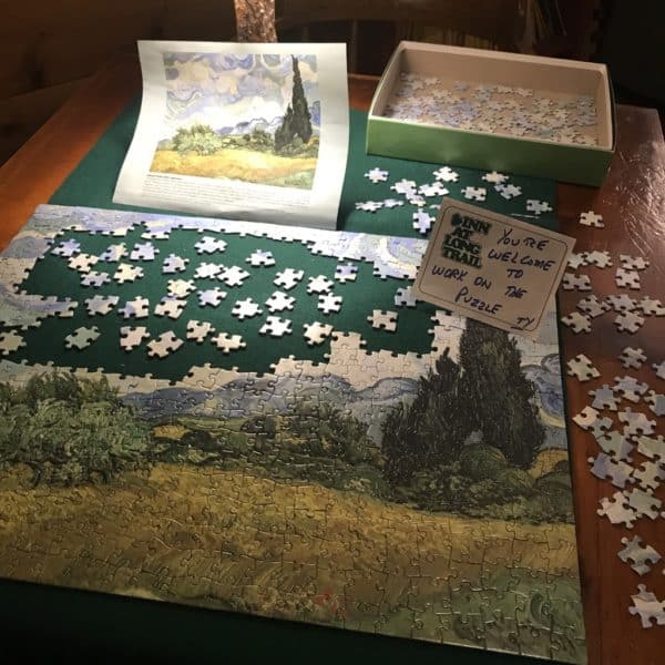 Puzzle time at the Inn at Long Trail