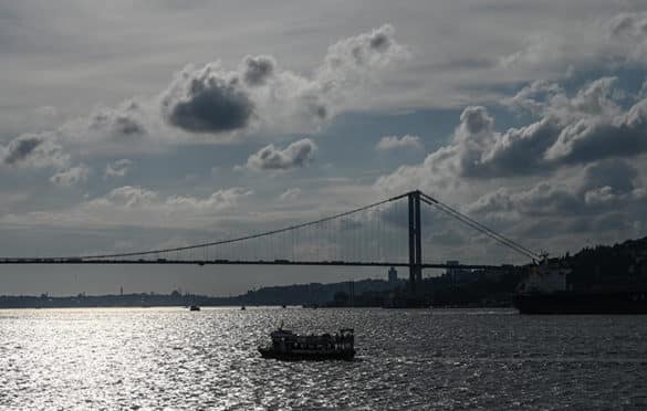 One of several bridges crossing the Bosphorus Straight, the waterway separating Asia and Europe