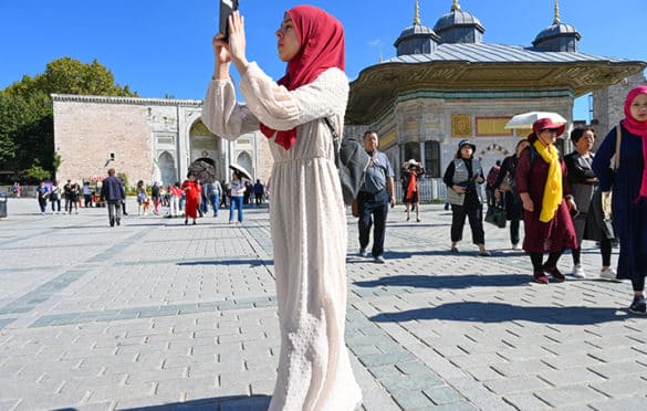 Visitor photographing the Hagia Sophia