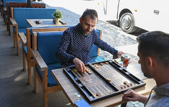 Backgammon being played in old city of Istanbul