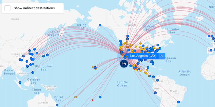 Use this website to see which airlines fly which routes