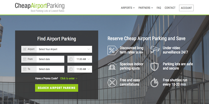 This website helps you find cheap parking at the airport