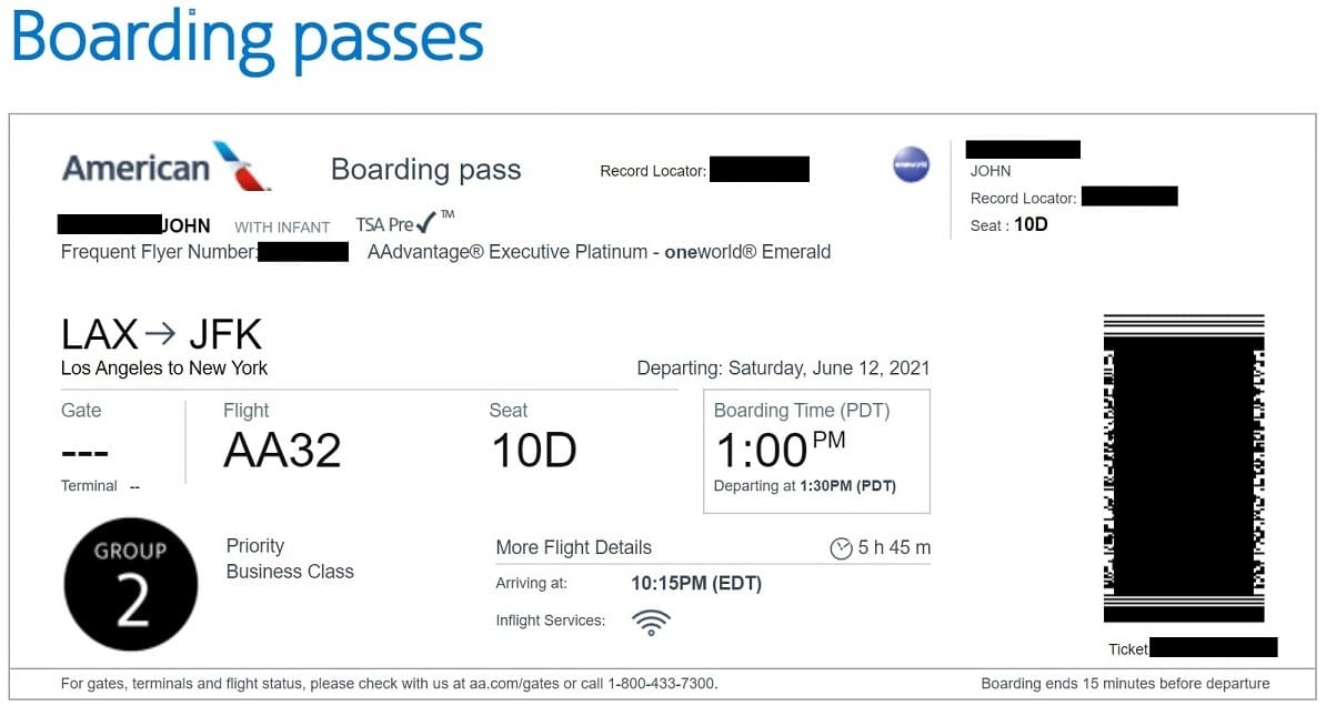 An American Airlines boarding pass.