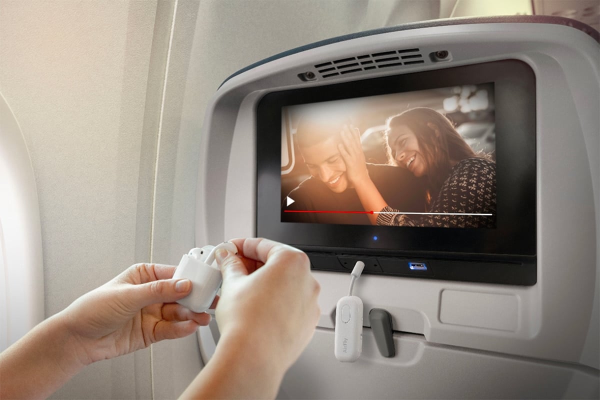 I tried this genius gadget to hear airplane movies with my AirPods