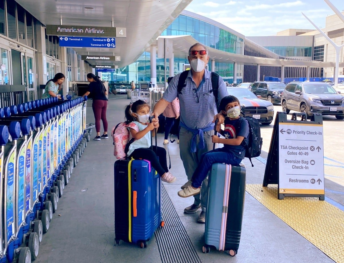Premium Photo  Travel bag luggage at airport terminal