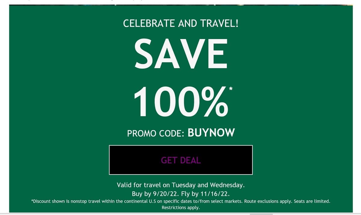 Frontier Airlines "Pandemic is 100 over, enjoy 100 off your next