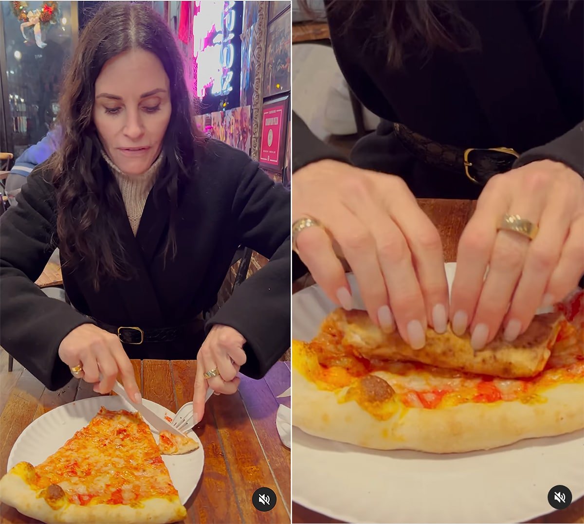 LOL: Courteney Cox Jokes About How Real New Yorkers Eat Pizza in Viral  Video and First-Timers Are Going to Be Really Confused -