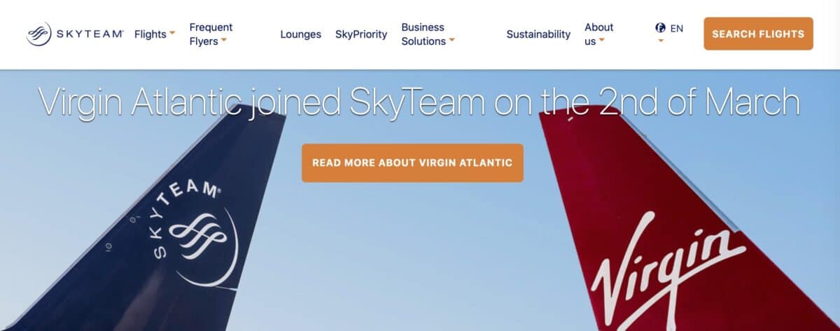 Virgin Atlantic SkyTeam partner