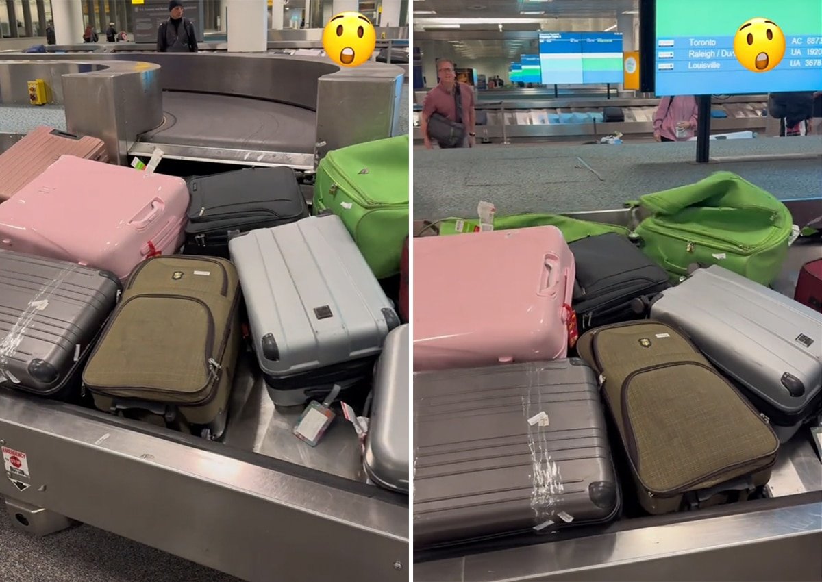 Suitcase gets shredded at Newark Liberty International Airport.