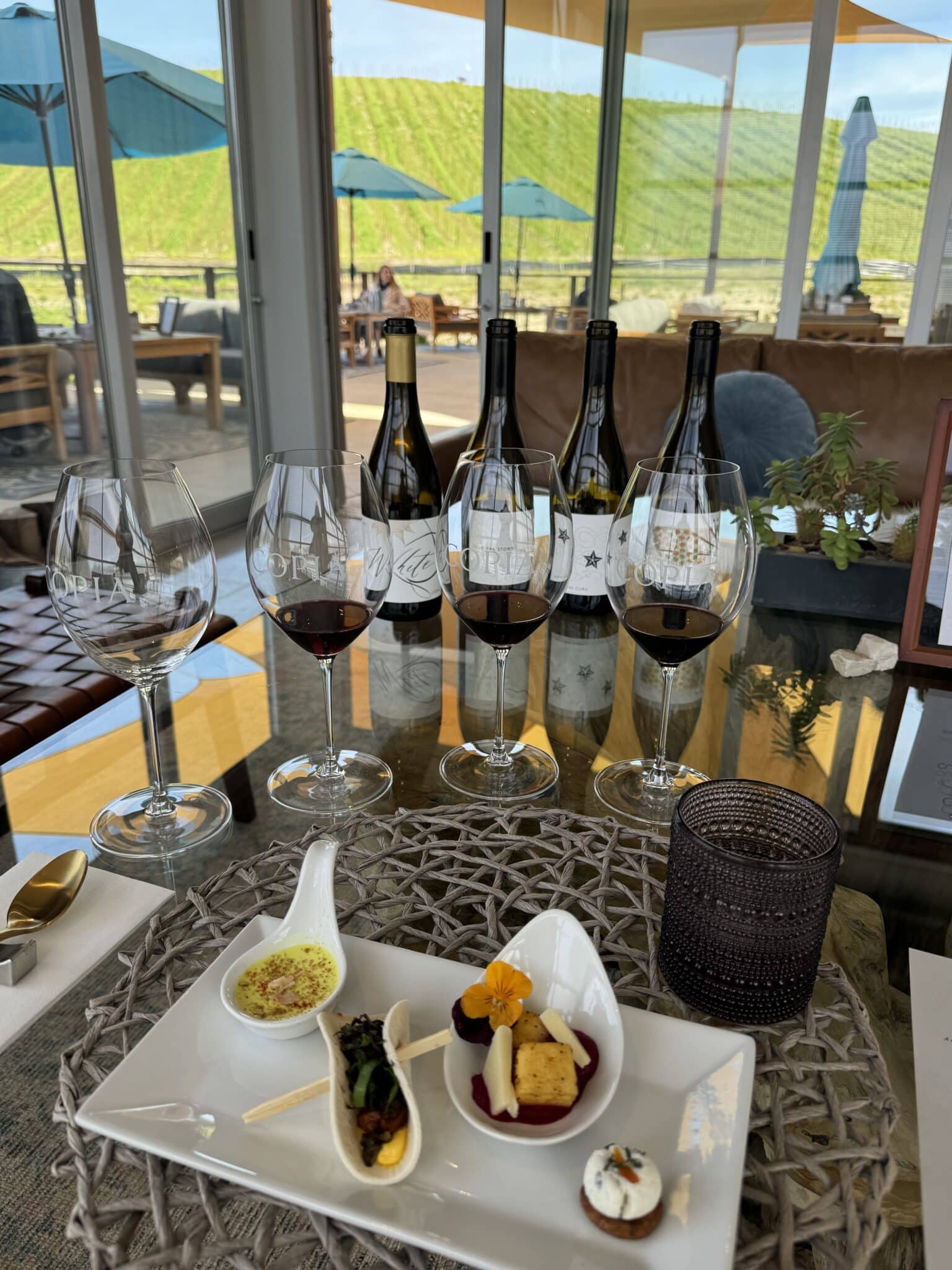 wine and food pairing at Copia Vineyards in Paso Robles, California