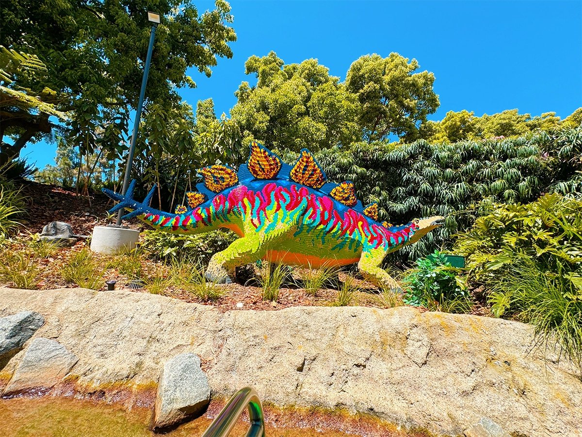 A colorful Lego dinosaur at Legoland.