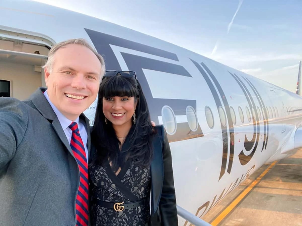 Johnny and Natalie previewing Fiji Airways, January 2020.