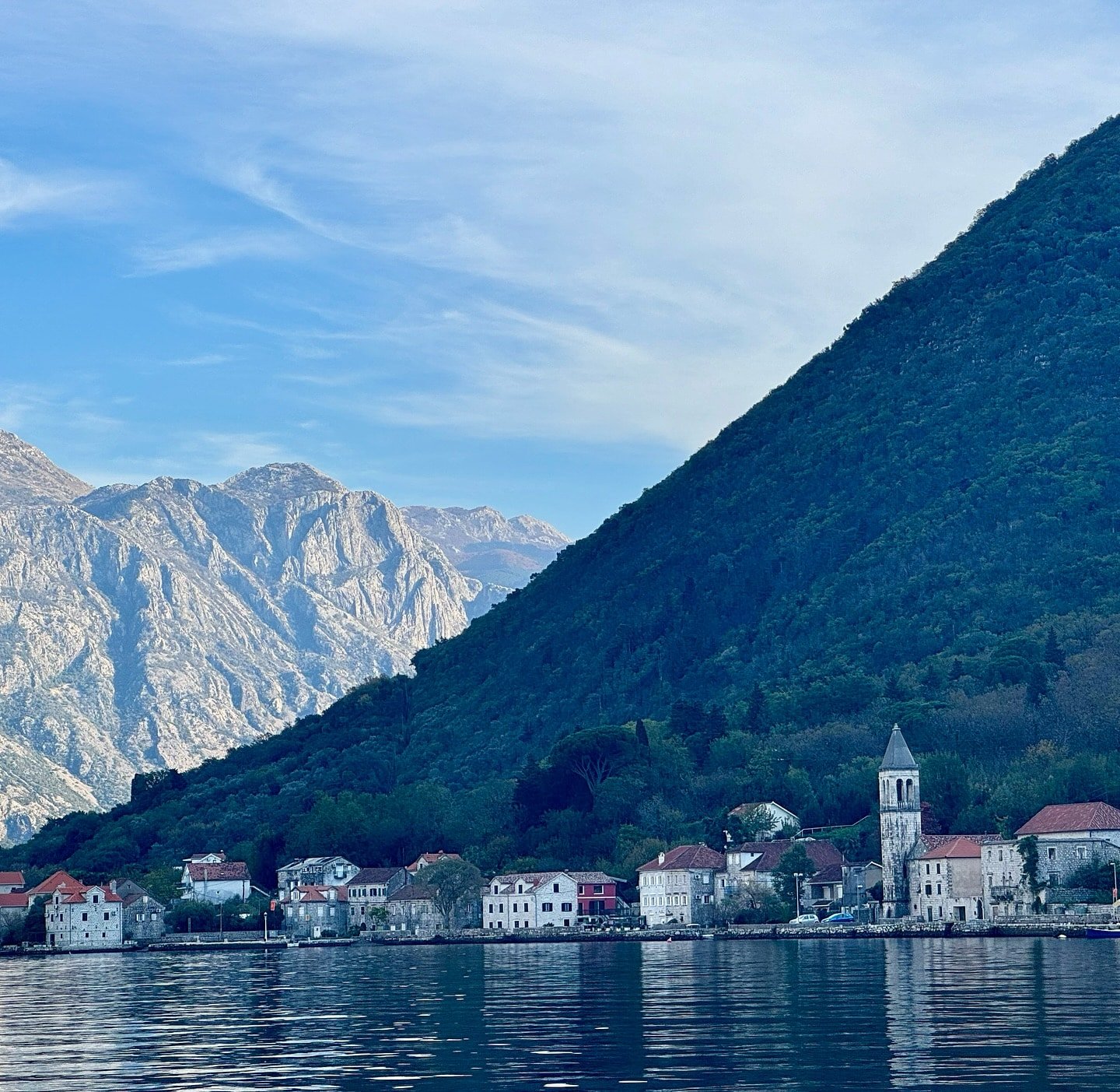 View of Perast, Montenegro by boat