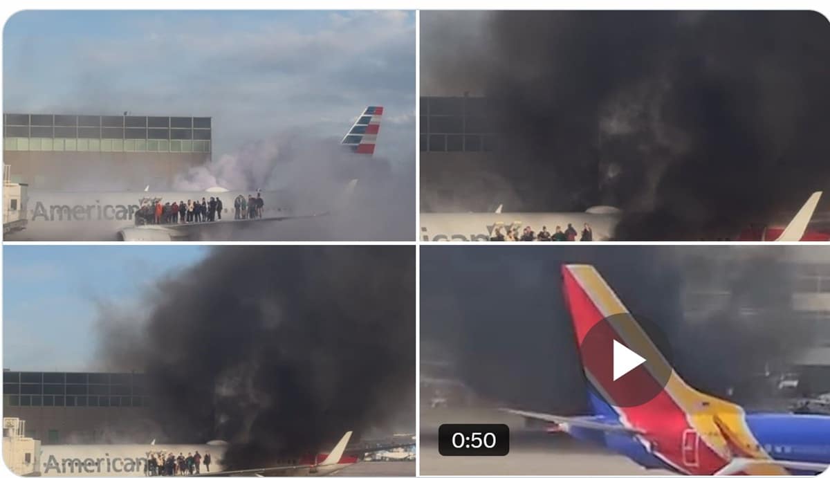 Watch: American Airlines Passengers Flee Plane via Wing After Engine Fire Erupts