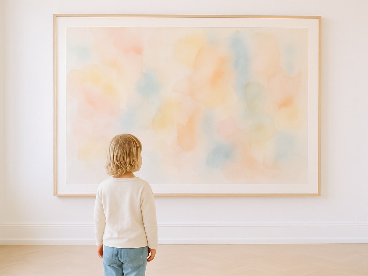 A child looking at artwork in a museum.