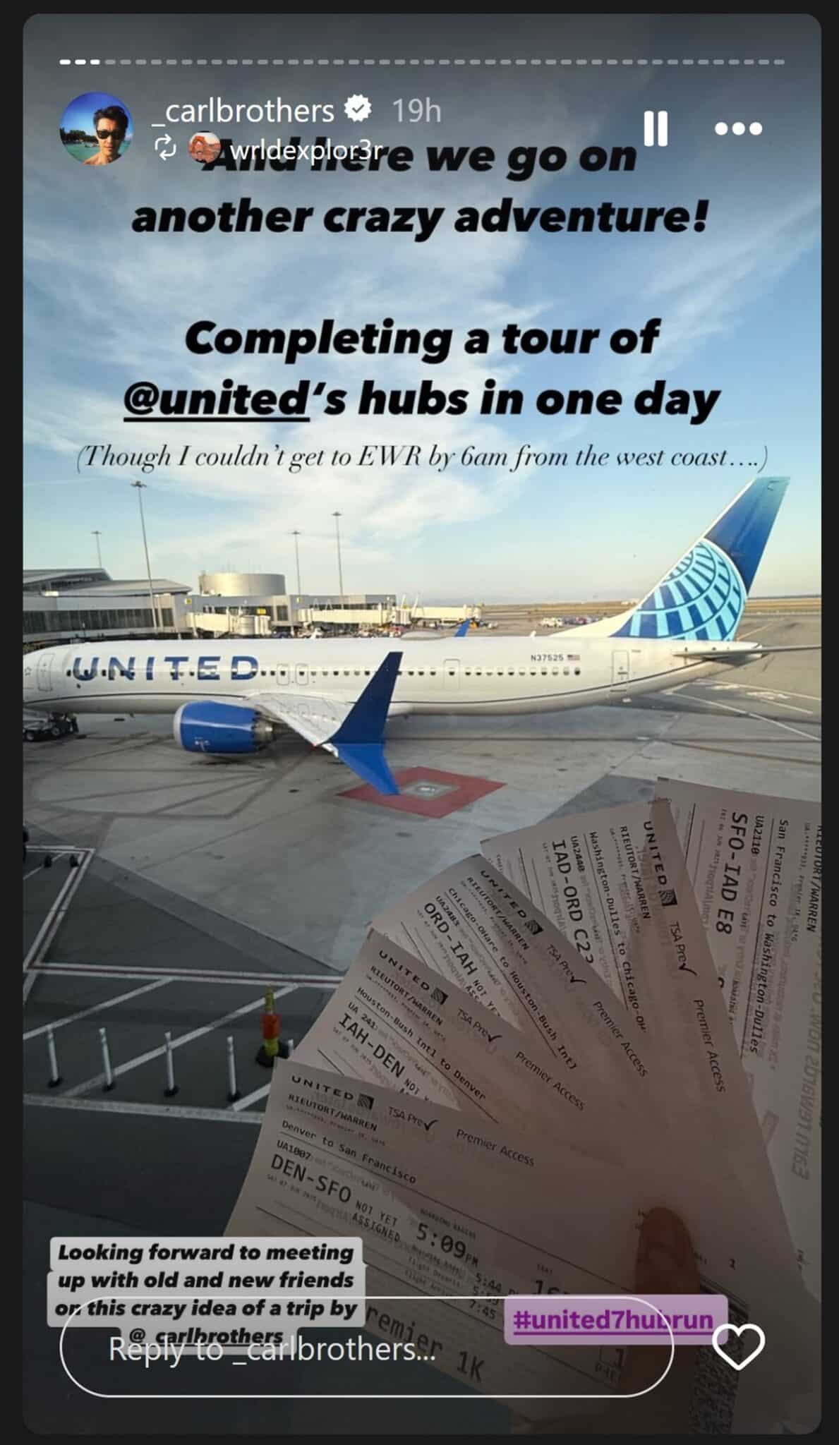 Screenshot of United Airline plane parked at a gate in EWR