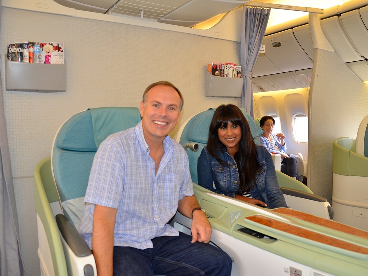Honeymoon flight on Korean Air.