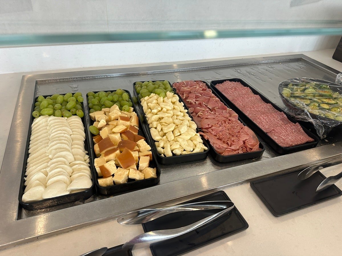 Assorted cheeses in lounge