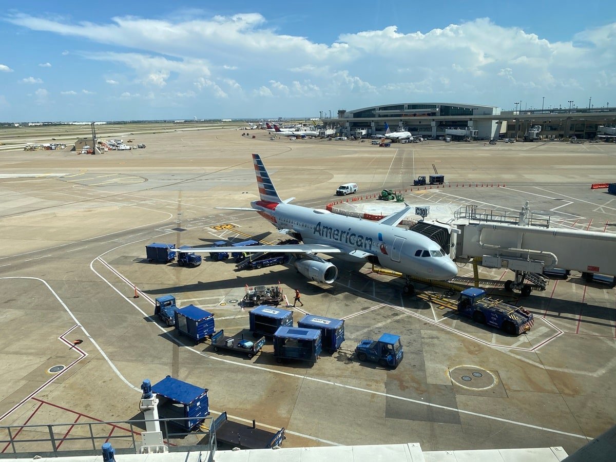 American Airlines plane parked at DFW Airport