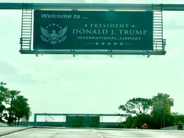 DJT Airport Sign at Palm Beach Airport Credit: John Dekker